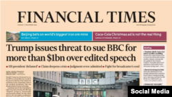 Portada del diario Financial Times sobre la crisis en BBC