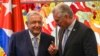 Manuel López Obrador y Miguel Díaz-Canel conversan el domingo, 8 de mayo, en La Habana (Yamil Lage/Pool Photo via AP)