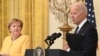 El presidente Joe Biden en la Casa Blanca con la canciller alemana Angela Merkel, el 15 de julio de 2021. (Saul Loeb/AFP).